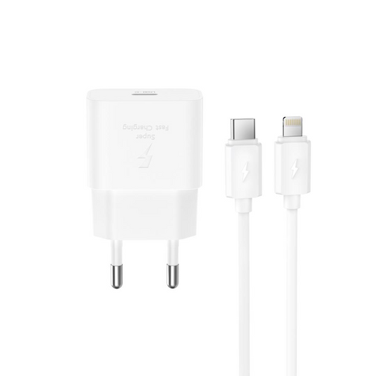Hálózati töltő Lightning kábellel XO Design L167, 25W, 3A, 1 x USB-C, Fehér