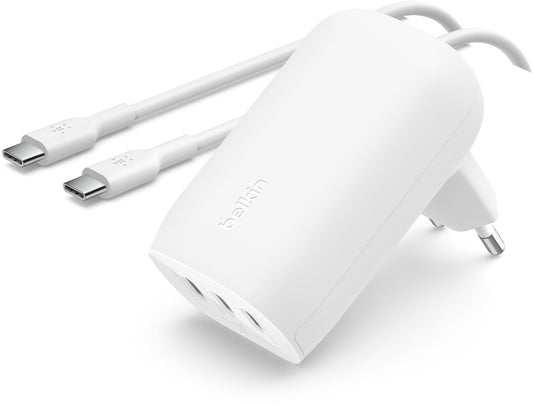 Belkin BoostCharge USB-C Cable Wall Charger, 67W, 3A, 3 x USB-C, White WCC002vf2MWH-B6
