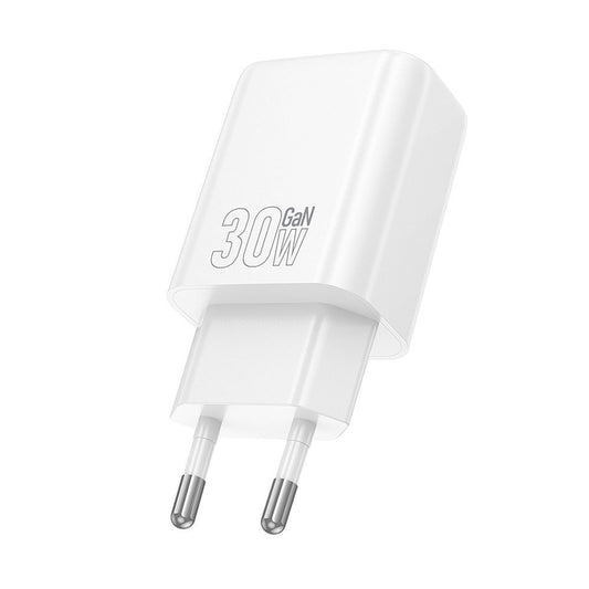 HOCO N63 hálózati töltő, 30W, 3A, 1 x USB-A - 1 x USB-C, Fehér