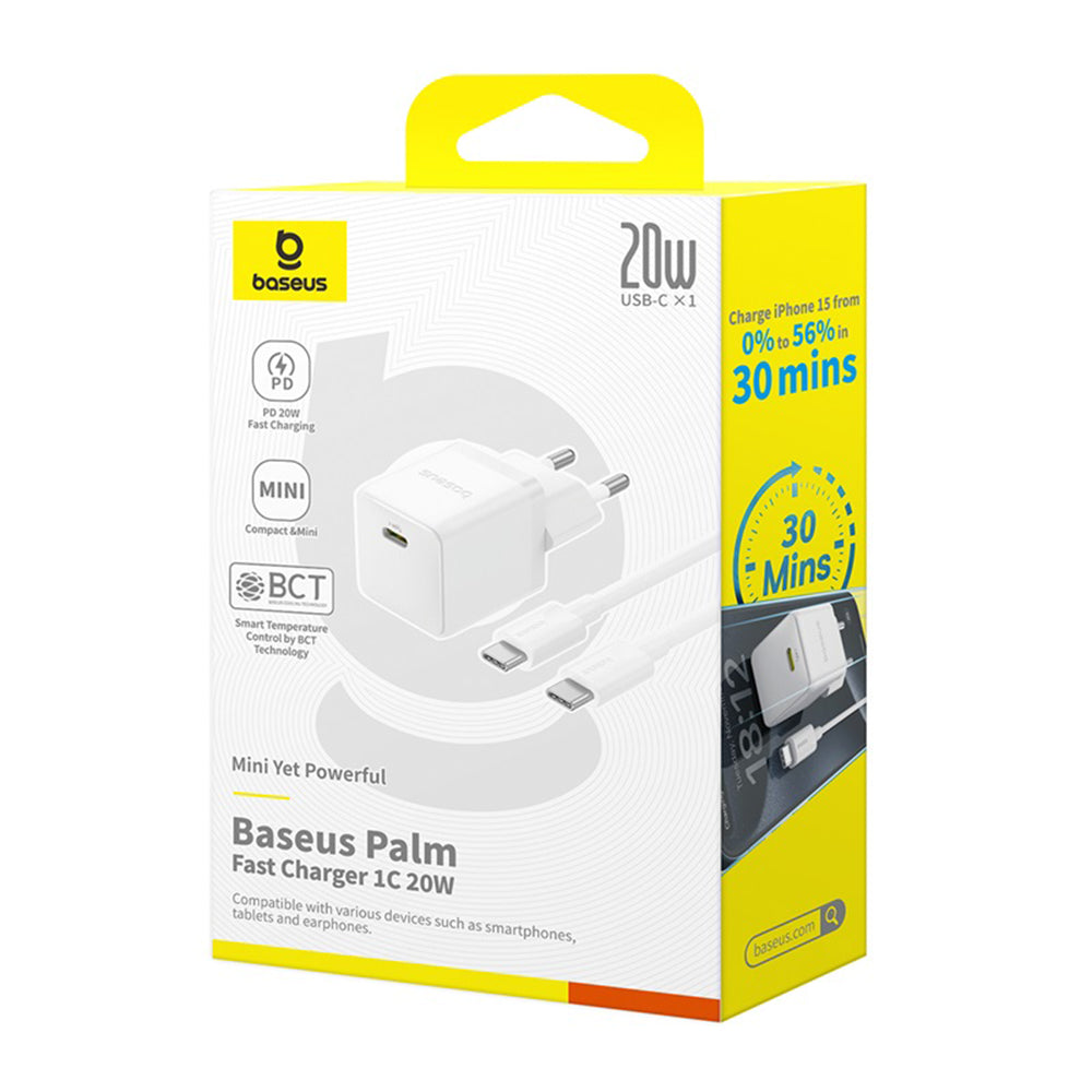 Baseus Palm USB-C kábel hálózati töltő, 20W, 3A, 1 x USB-C, Fehér P10111602213-01