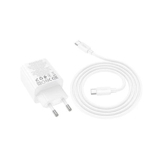 Hálózati töltő USB-C kábellel HOCO N56, 30W, 3A, 2 x USB-A - 2 x USB-C, Fehér