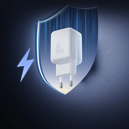 Hálózati töltő USB-C kábellel Joyroom JR-TCL05, 45W, 3A, 2 x USB-C, Fehér