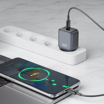 Hálózati töltő Lightning kábellel XO Design L155, 30W, 3A, 1 x USB-C, Fekete