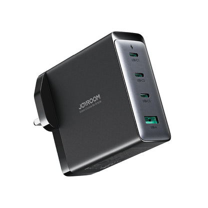 Hálózati töltő USB-C kábellel Joyroom JR-TCG05UK, 140W, 5A, 1 x USB-A - 3 x USB-C, UK, Fekete