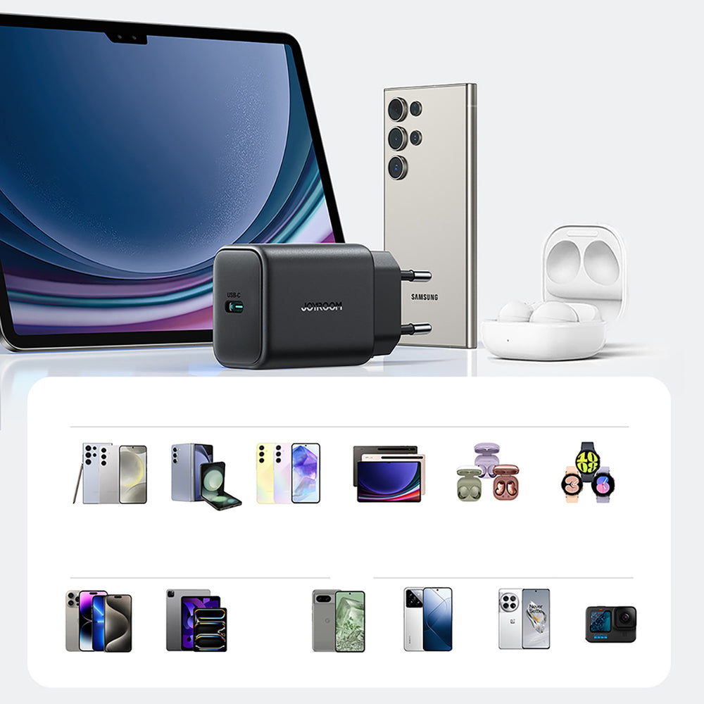 Hálózati töltő USB-C kábellel Joyroom JR-TCF23, 25W, 3A, 1 x USB-C, Fekete