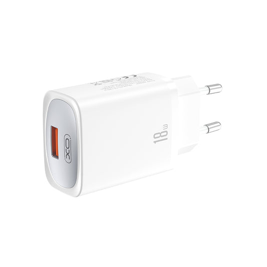 Hálózati töltő USB-C kábellel XO Design CE19, 18W, 3A, 1 x USB-A, Fehér