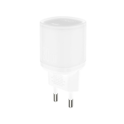 Hálózati töltő USB-C kábellel XO Design L150, 30W, 3A, 1 x USB-C, Fehér