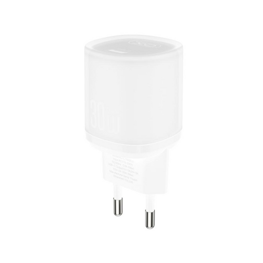 Hálózati töltő USB-C kábellel XO Design L150, 30W, 3A, 1 x USB-C, Fehér