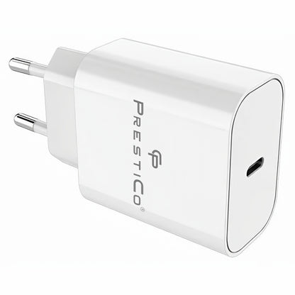 Hálózati töltő USB-C kábellel Prestico F15S-C, 30W, 3A, 1 x USB-C, Fehér