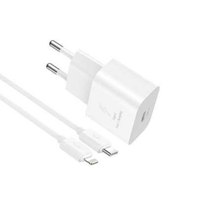 XO Design L167 Lightning Cable Wall Charger, 25W, 3A, 1 x USB-C, White