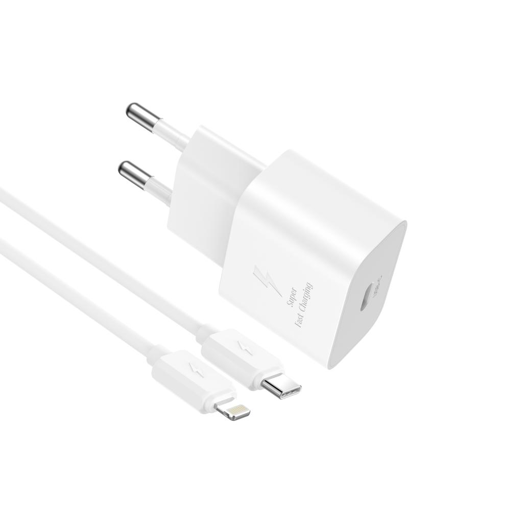 Hálózati töltő Lightning kábellel XO Design L167, 25W, 3A, 1 x USB-C, Fehér