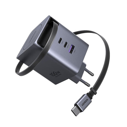 Hálózati töltő USB-C kábellel UGREEN X616 (65828), 100W, 5A, 1 x USB-A - 3 x USB-C, Szürke
