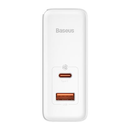 Baseus GaN5 Pro USB-C hálózati töltő kábellel, 100W, 3A, 1 x USB-A - 1 x USB-C, Fehér CCGP090202