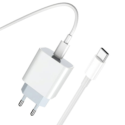 Prestico F8S USB-C Kábeles Hálózati Töltő, 20W, 3A, 1 x USB-C, Fehér