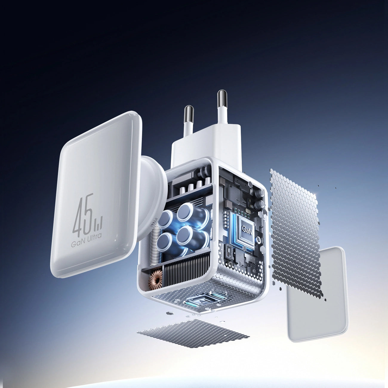 Hálózati töltő USB-C kábellel Joyroom JR-TCL05, 45W, 3A, 2 x USB-C, Fehér