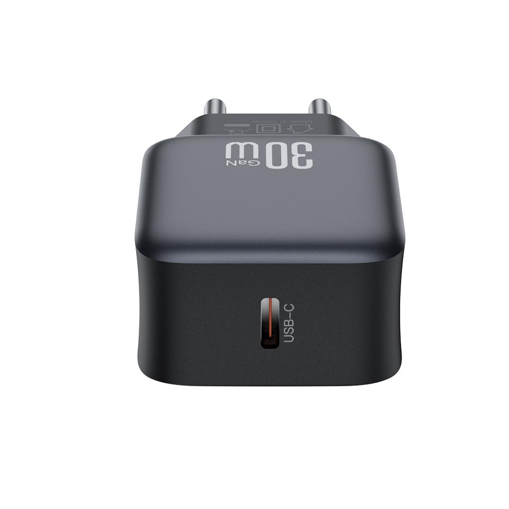 Hálózati töltő Lightning kábellel XO Design L155, 30W, 3A, 1 x USB-C, Fekete