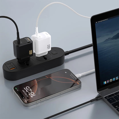 Hálózati töltő USB-C kábellel Dudao A28C, 45W, 3A, 1 x USB-C, Fehér