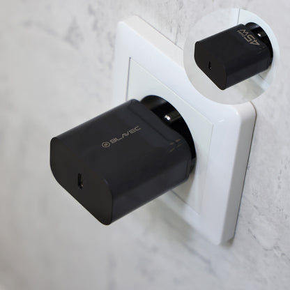Hálózati töltő USB-C kábellel Blavec BC-7, 45W, 3A, 1 x USB-C, Fekete