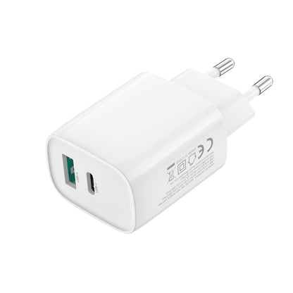 Hálózati töltő USB-C kábellel XO Design CE29, 20W, 3A, 1 x USB-A - 1 x USB-C, Fehér