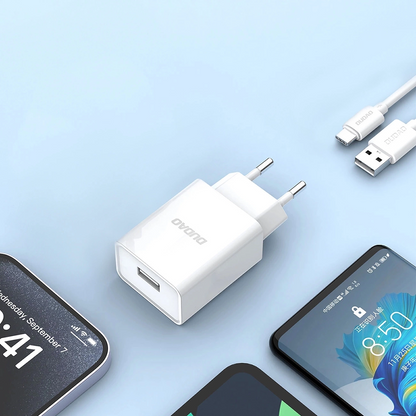 Hálózati töltő USB-C kábellel Dudao A4EU, 10W, 2.1A, 1 x USB-A, Fehér