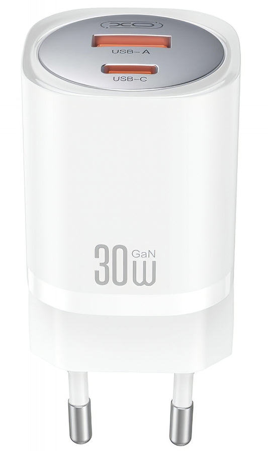 Hálózati töltő Lightning kábellel XO Design CE21, 30W, 3A, 1 x USB-A - 1 x USB-C, Fehér