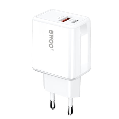 Network Charger with USB-C Cable BWOO CDA182, 38W, 3A, 1 x USB-A - 1 x USB-C, White
