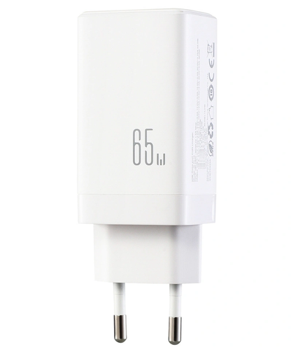 Hálózati töltő USB-C kábellel Joyroom JR-TG10, 65W, 3.25A, 1 x USB-A - 2 x USB-C, Fehér
