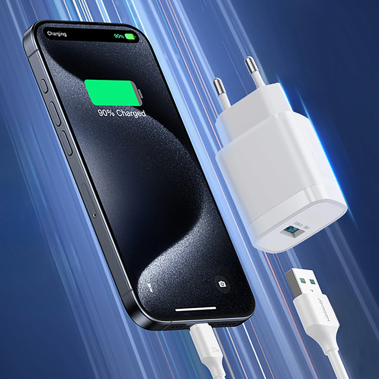 Joyroom JR-TF4 USB-C kábeles hálózati töltő, 18W, 3A, 1 x USB-A, Fehér