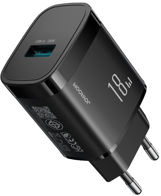 Joyroom JR-TF4 USB-C kábeles hálózati töltő, 18W, 3A, 1 x USB-A, Fekete