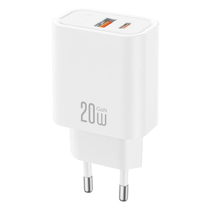XO Design CE40 USB-C kábeles hálózati töltő, 20W, 3A, 1 x USB-A - 1 x USB-C, Fehér