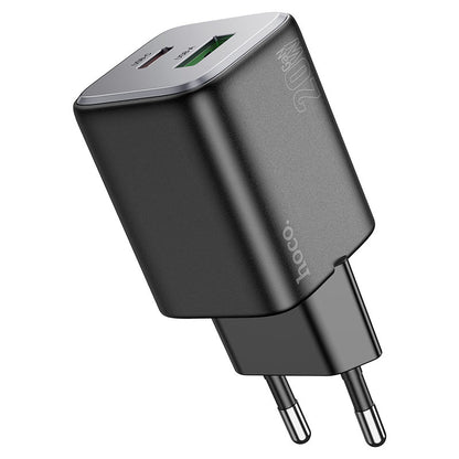 Hálózati töltő Lightning kábellel HOCO N41, 20W, 3A, 1 x USB-A - 1 x USB-C, Fekete