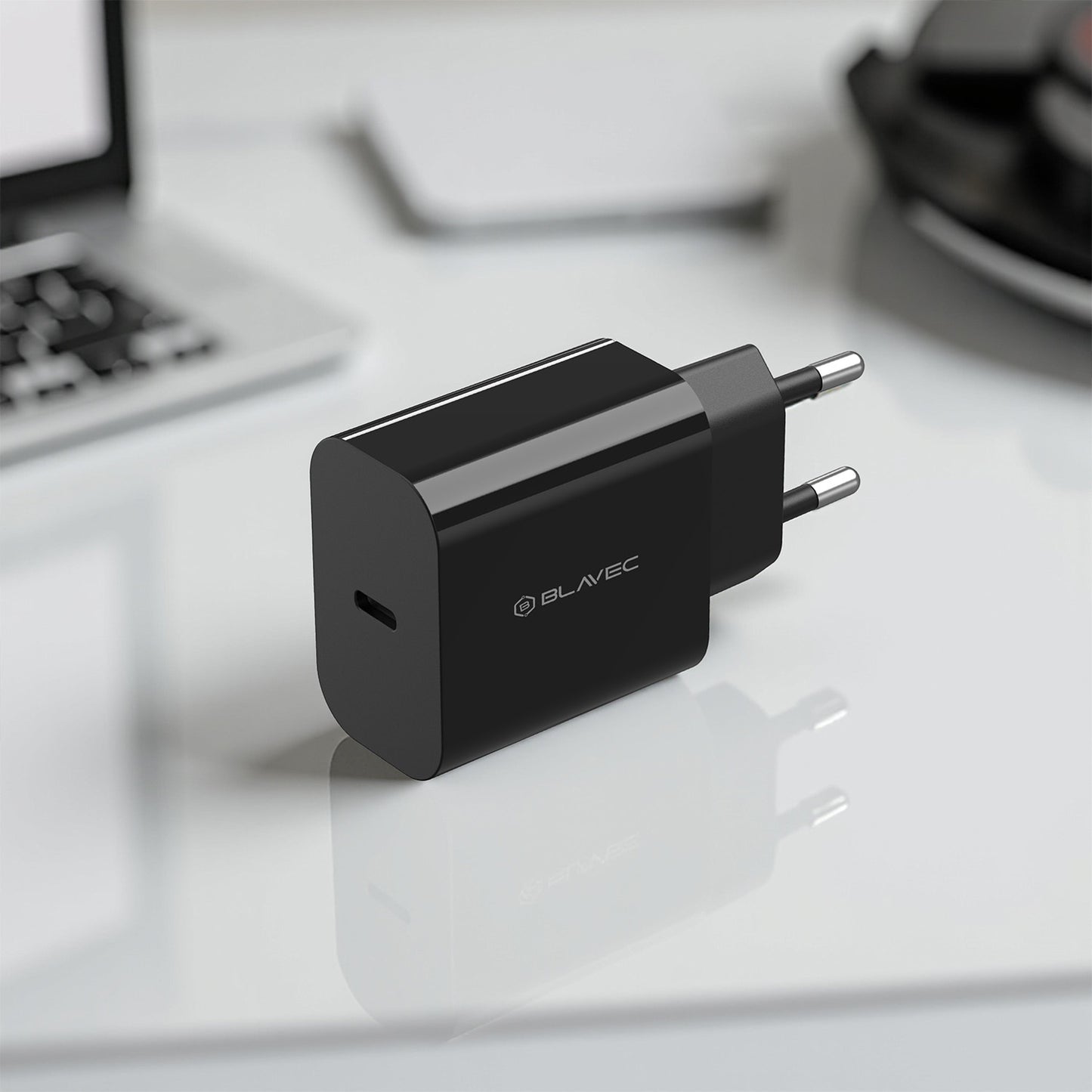 Hálózati töltő USB-C kábellel Blavec BC-7, 45W, 3A, 1 x USB-C, Fekete