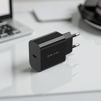 Hálózati töltő USB-C kábellel Blavec BC-7, 45W, 3A, 1 x USB-C, Fekete