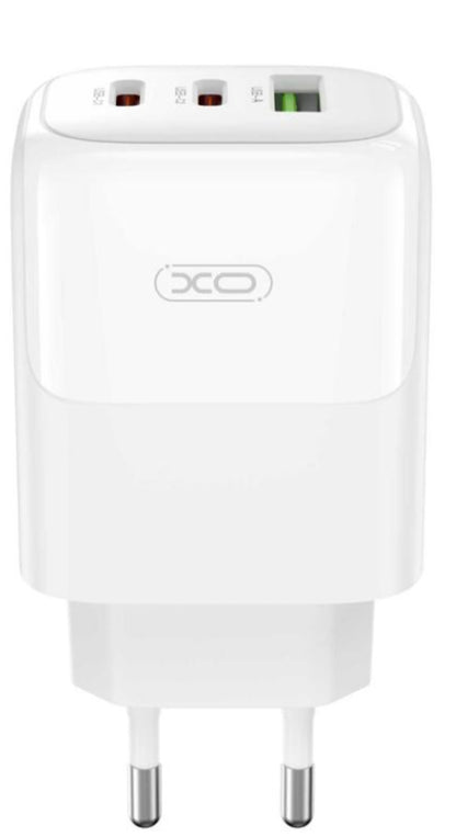 Hálózati töltő USB-C kábellel XO Design L139, 65W, 4.5A, 1 x USB-A - 2 x USB-C, Fehér