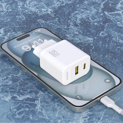 Hálózati töltő USB-C kábellel Dudao A27Max, 35W, 1 x USB-A - 1 x USB-C, Fehér