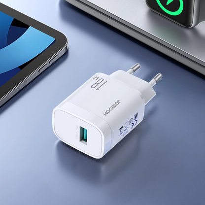 Joyroom JR-TF4 USB-C kábeles hálózati töltő, 18W, 3A, 1 x USB-A, Fehér