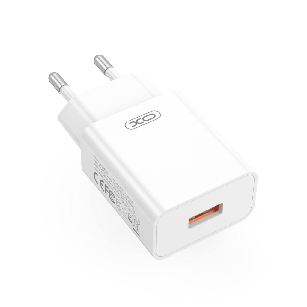 XO Design L127 microUSB kábeles hálózati töltő, 18W, 3A, 1 x USB-A, Fehér