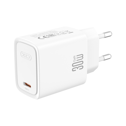 XO Design CE53 hálózati töltő USB-C kábellel, 30 W, 3 A, 1 × USB-C, fehér