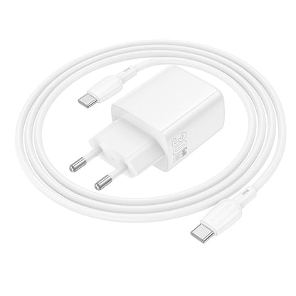 Network Charger with USB-C Cable Borofone BN29 Fuente, 30W, 3A, 1 x USB-A - 1 x USB-C, White