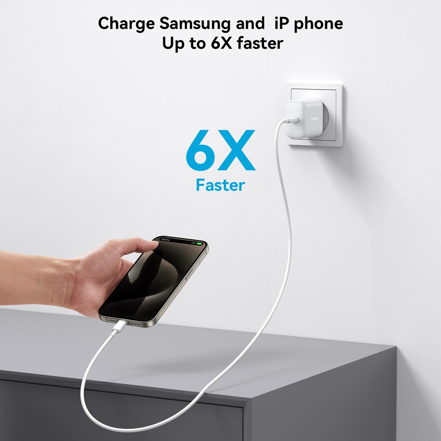 Hálózati töltő USB-C kábellel Joyroom JR-TCF24, 30W, 3A, 1 x USB-C, Fehér