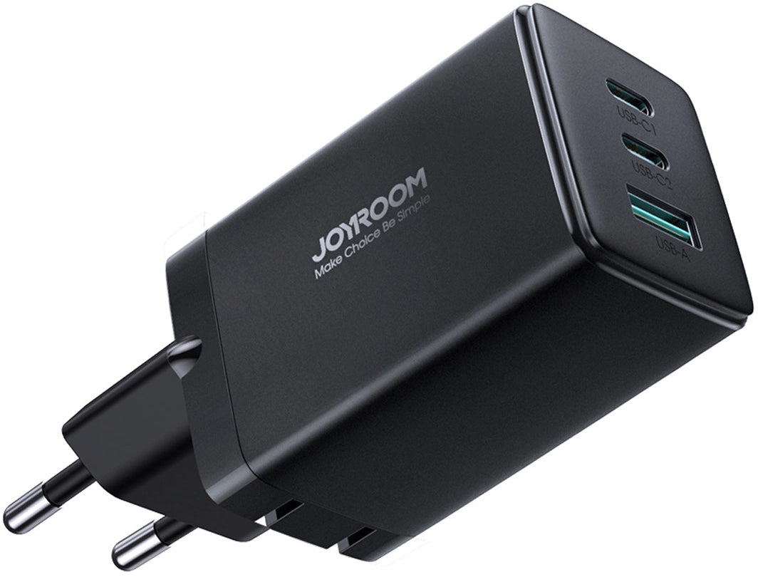 Hálózati töltő USB-C kábellel Joyroom TCG01, 65W, 3.25A, 1 x USB-A - 2 x USB-C, Fekete