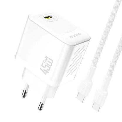 Hálózati töltő USB-C kábellel Dudao A28C, 45W, 3A, 1 x USB-C, Fehér
