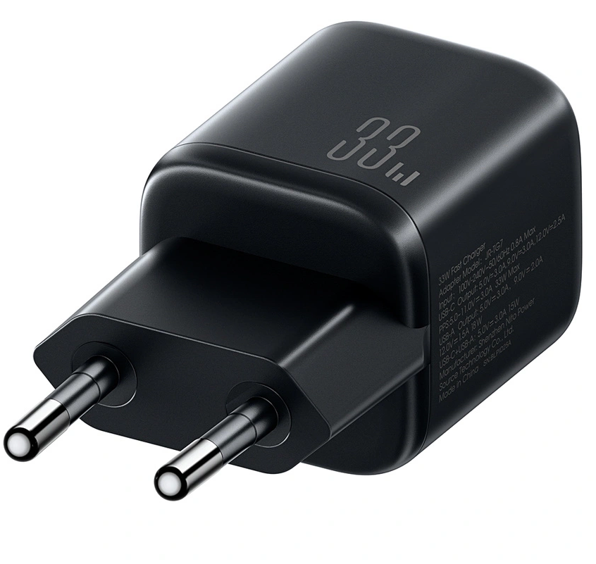 Hálózati töltő Lightning kábellel Joyroom JR-TG7, 33W, 3A, 1 x USB-A - 1 x USB-C, Fekete