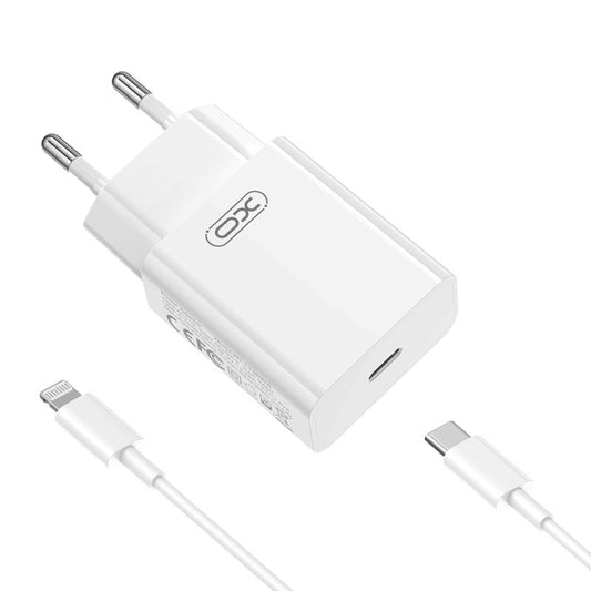XO Design L126 Lightning kábeles hálózati töltő, 20W, 3A, 1 x USB-C, Fehér