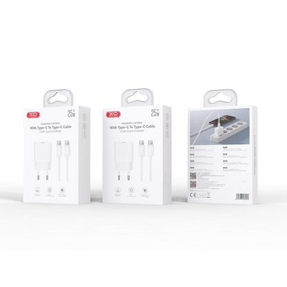 Hálózati töltő Lightning kábellel XO Design L167, 25W, 3A, 1 x USB-C, Fehér