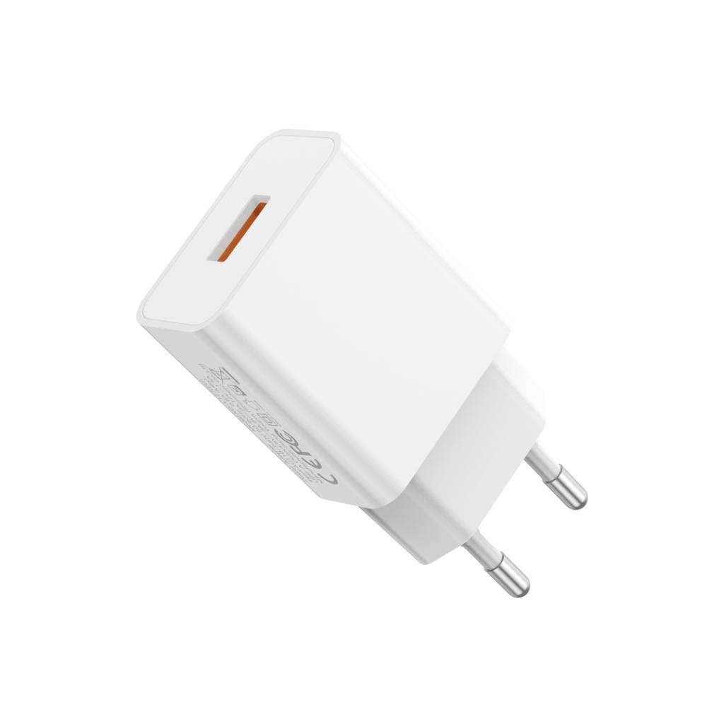 XO Design L127 microUSB kábeles hálózati töltő, 18W, 3A, 1 x USB-A, Fehér