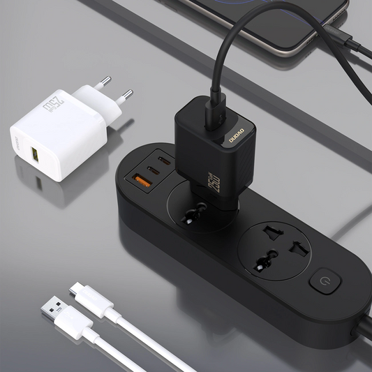 Dudao A27STEU USB-C Kábeles Hálózati Töltő, 25W, 3A, 1 x USB-A, Fekete