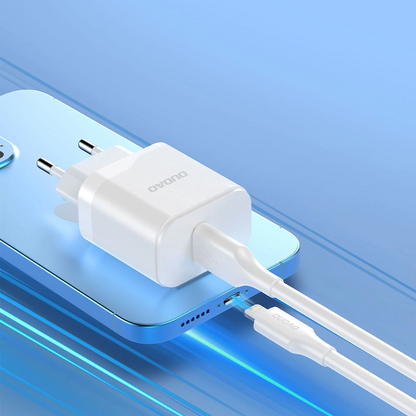 Hálózati töltő USB-C kábellel Dudao A20EU, 18W, 3A, 1 x USB-A, Fehér