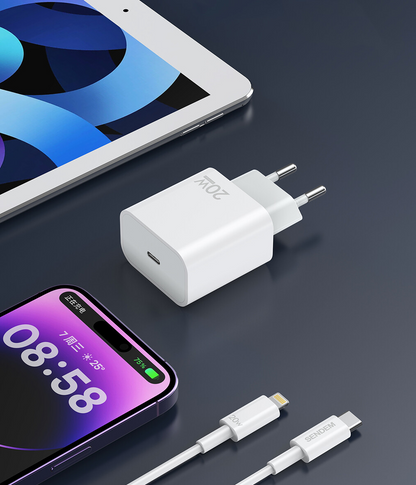 Sendem OG73 USB-C Kábellel ellátott Hálózati Töltő, 20W, 3A, 1 x USB-C, Fehér