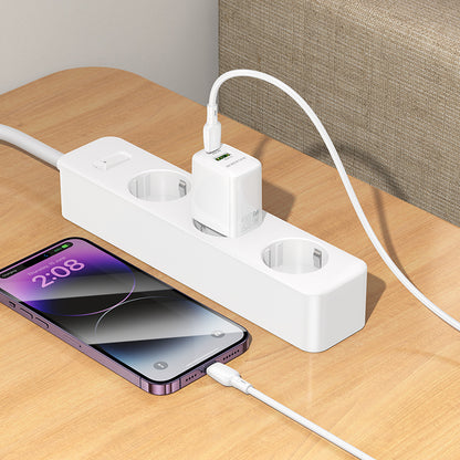 Hálózati töltő Lightning kábellel Borofone BN27 Fuente, 20W, 3A, 1 x USB-A - 1 x USB-C, Fehér